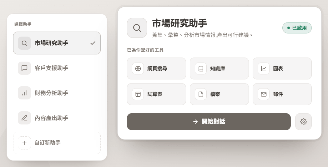 多種助手選擇